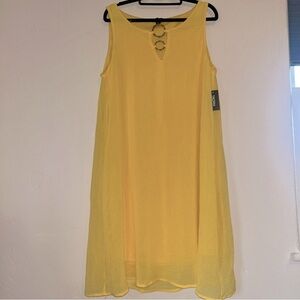 Tacera New Vibrant Yellow Sleeveless Lined SunDress Sz Large